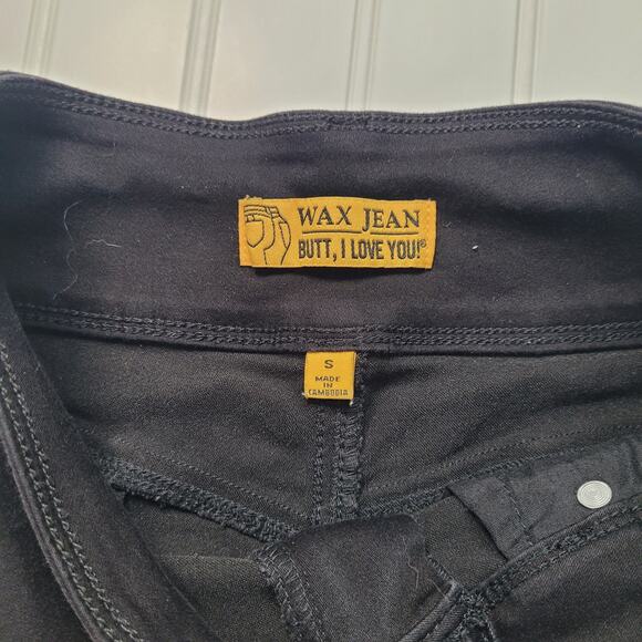 Wax Jeans Womens S High Rise Black Denim Shorts Cuffed Stretch 3 Button Y2K - Picture 2 of 5